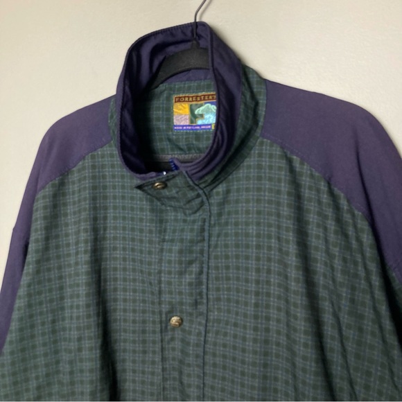 90s Vtg Forrester’s Windbreaker XL Gore-Tex glen plaid made in Oregon blue green - Picture 6 of 16